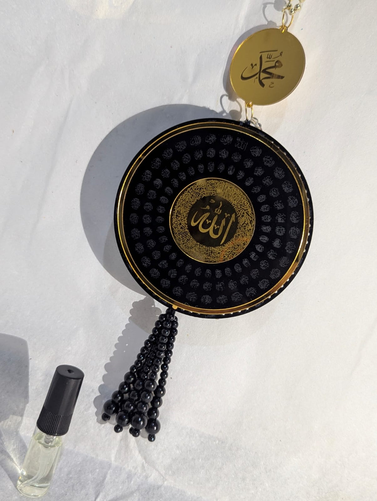 Handmade Acrylic Car Hanging Diffuser – 99 Names of Allah & Ayat ul Qursi with Perfume